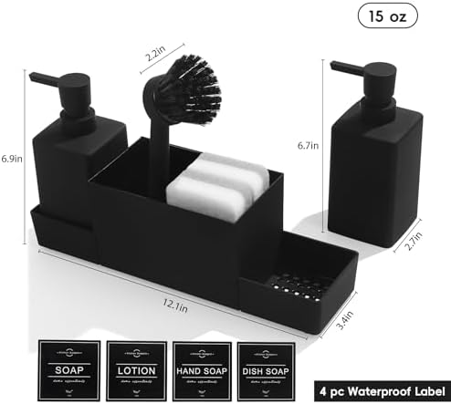 YAUKPH Kitchen Soap Dispenser with Sponge Holder Set
