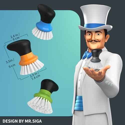 MR.SIGA Dish Scrub Brush, Gray, Pack of 2