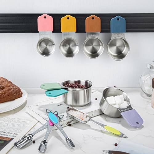 Magnetic Measuring Cups and Spoons Set, 7 Stainless Steel Measuring