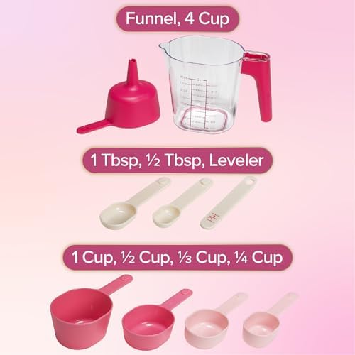 Paris Hilton 9-Piece Measuring Set, Durable Plastic Measuring Cups and