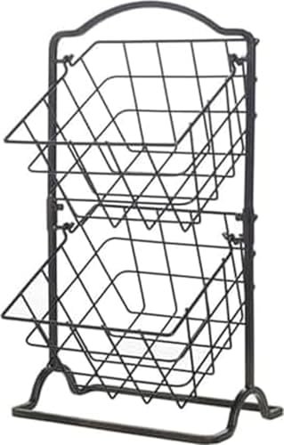 Gourmet Basics by Mikasa General Store 2-Tier Metal Countertop Fruit Storage Basket, Antique Black