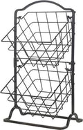 Gourmet Basics by Mikasa General Store 2-Tier Metal Countertop Fruit Storage Basket, Antique Black