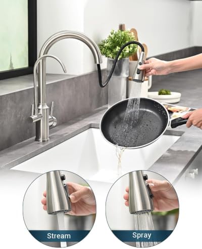 APPASO 3 Way Kitchen Faucet with Water Filter, Brushed Nickel