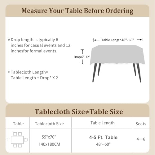 Laolitou Rustic Tablecloth Cotton Linen Waterproof Farmhouse