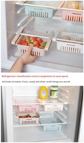 2 Pack Expandable Refrigerator Organizer Bins, Sliding Fridge Storage