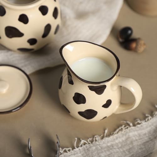 CHOOLD Retro Cow Pattern Creamer and Sugar Bowl Set, Cream Pitcher
