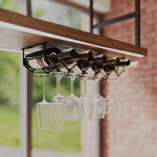Wallniture Piccola Under Cabinet Wine Rack & Glasses Holder, Kitchen