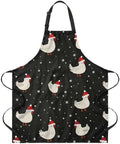 Cute Christmas Aprons for Women with Pocket, Funny Holiday Chicken