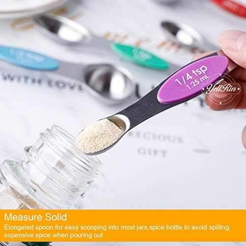 Magnetic Measuring Spoons Set Stainless Steel Dual Sided Measuring