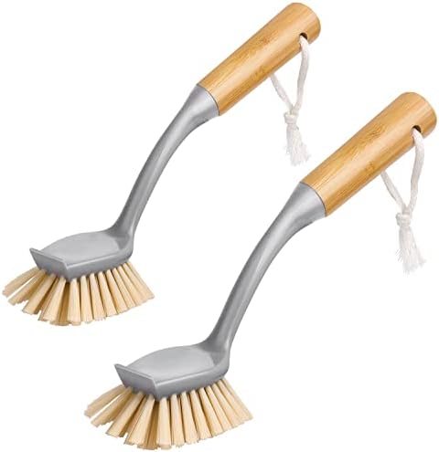 MR.SIGA Dish Brushes with Bamboo Handles, 2 Pack