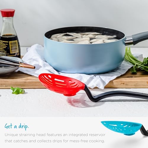 Dreamfarm Strain & Serve Set | Fladle Fold-Flat Silicone Ladle with