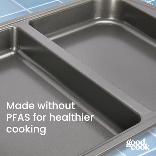 GoodCook Everyday Divided Baking Pan 1.5-Inch Deep 2-Section Non-Stick