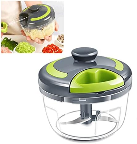Manual Food Processor Vegetable Chopper, 500ml Gray Portable Hand Pull