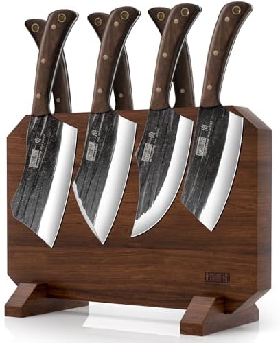 HOSHANHO 8PCS Butcher Kitchen Knife Set with Magnetic Block