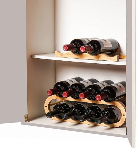 Wine Rack for Cabinet and Countertop - Adjustable in 2 Sizes - 3 Pack