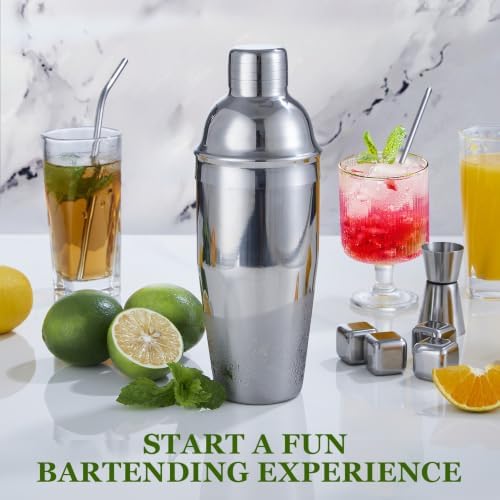 KINGROW Cocktail Shaker Set, 23 Piece Bartender Kit with Stand 25oz