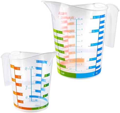 Tribello Measuring Cup Set 1 Cup and 1 Quart Plastic, With Easy To