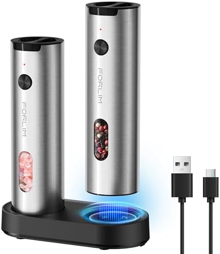 FORLIM Electric Salt and Pepper Grinder Set, Rechargeable