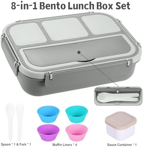 Bento Box Adult Lunch Box, Lunch Containers for Kids Girls Boys with 4
