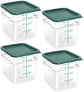 4 Pack Food Storage Containers with Green Lids, 4.0 Qt - Square