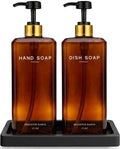 Brighter Barns Amber Glass Soap Dispenser Set, 12oz