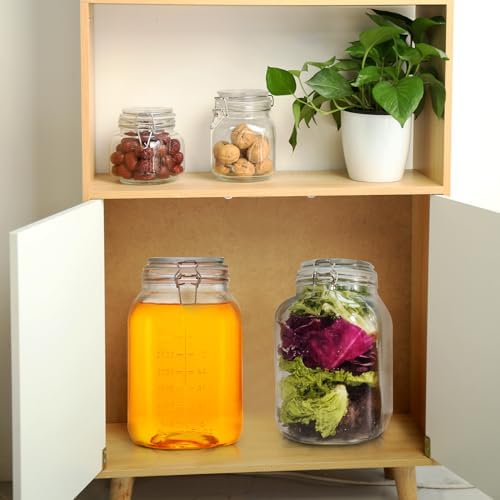 1.1 Gallon Large Glass Food Storage Jars with Airtight Lids,Set of 2