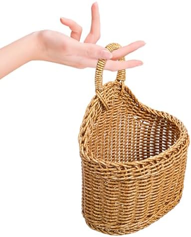 LIOOBO Hanging Wall Baskets: 2pcs Kitchen Storage Woven Washable