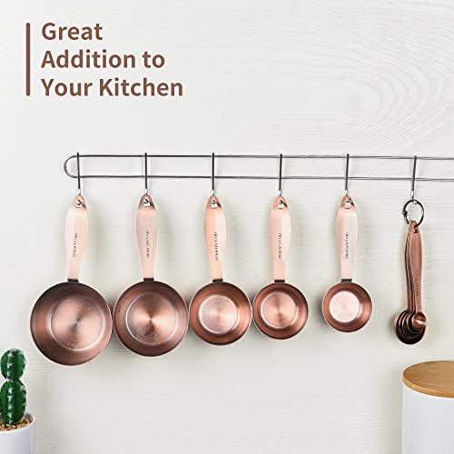 Copper measuring cups and spoons set,Includes Stainless Steel 5