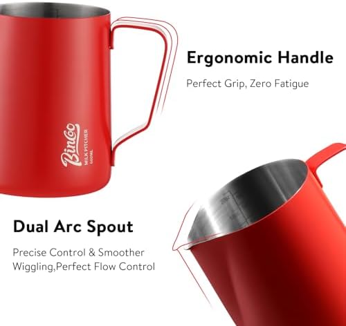 Bincoo Professional 20oz Milk Frothing Pitcher for Latte Art, 304