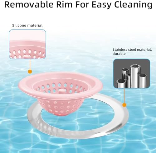 Silicone Kitchen Sink Strainer, 2 Pack, Pink