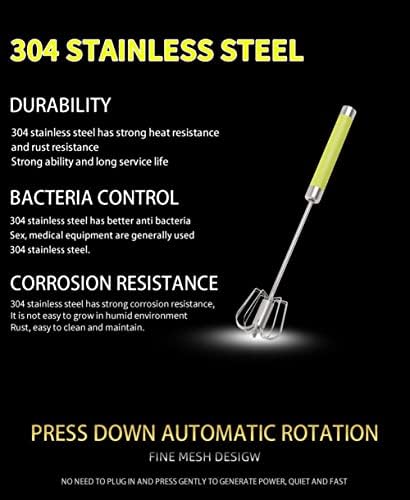 Fnoko Stainless Steel Semi-automatic Egg Whisk - 3PCS Hand Push Rotary