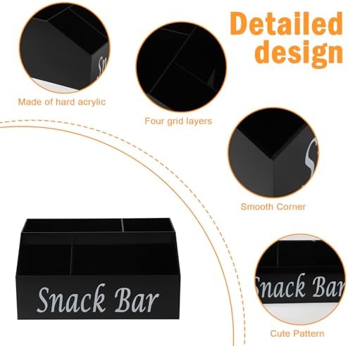 Snack Organizer for Countertop - Acrylic Storage Container With 4