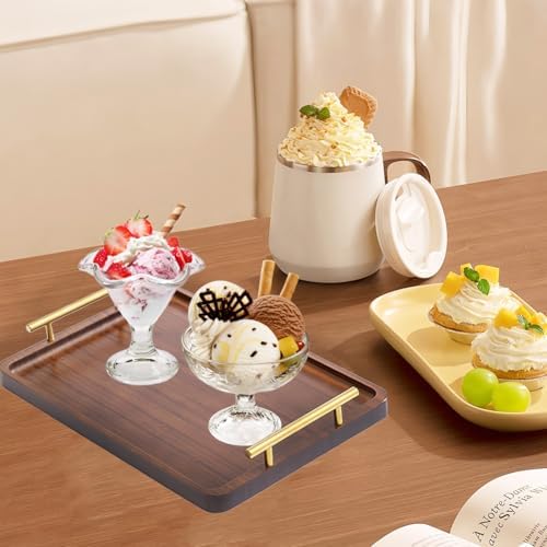 Tiiyee Bamboo Serving Tray with Handles, Ottoman Decorative Trays