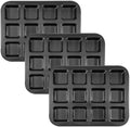 3 Pack Brownie Pan with Dividers, 12-Cavity Non-stick Square Mini