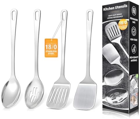 4 Pcs Cooking Utensils Set, Stainless Steel Kitchen Utensils, Heat