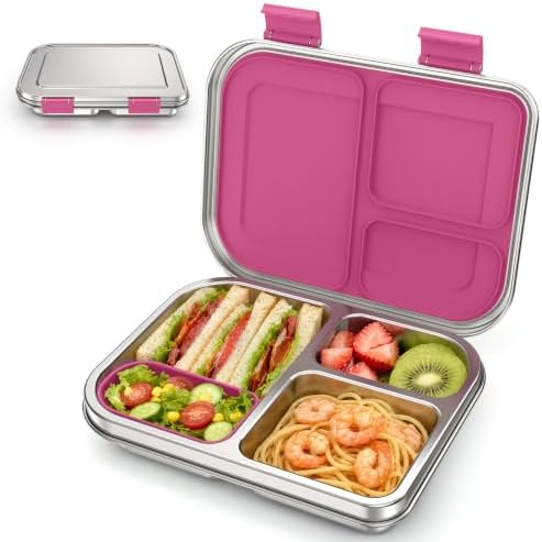 BABHAMNESS Stainless Steel Kids Bento Box (Pink)