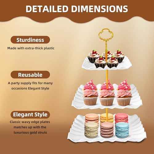 10 Pack Dessert Table Display Set, 4 Three-Tier Square Cupcake Stands