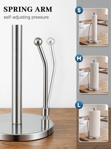 SMARTAKE Countertop Paper Towel Holder, Weighted Base, Silver