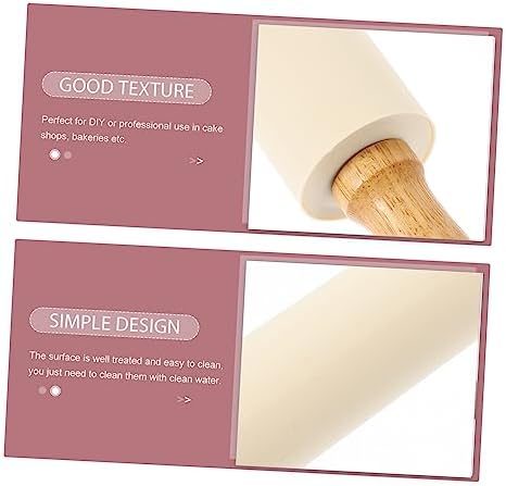 Silicone Rolling Pin Dough Roller Pin with Wood Handles Xmas