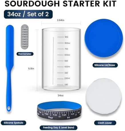 Adodeen 2-Pack 34oz Sourdough Starter Jars