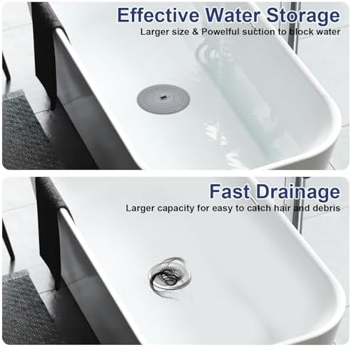 Shower Drain Cover Bathtub Stopper, 4.4" Hair Catcher for Bath, Tub &
