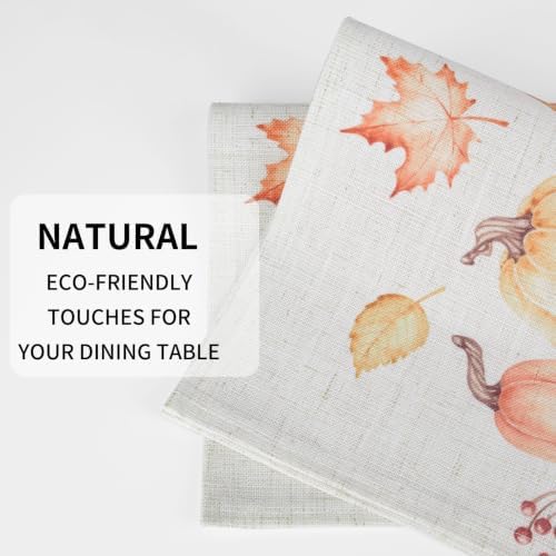 QIYI Fall Placemats Set of 6, 12"x18" Linen Place Mats, Pumpkin