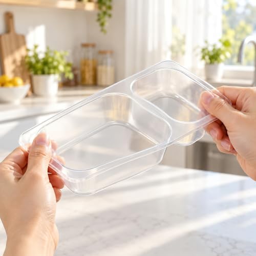 HI-REEKE 9 OZ Double Compartment Snack Containers, 20 Sets Bigger