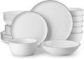 MALACASA 24-Piece Dinnerware Set for 6, White Black-Rim Porcelain