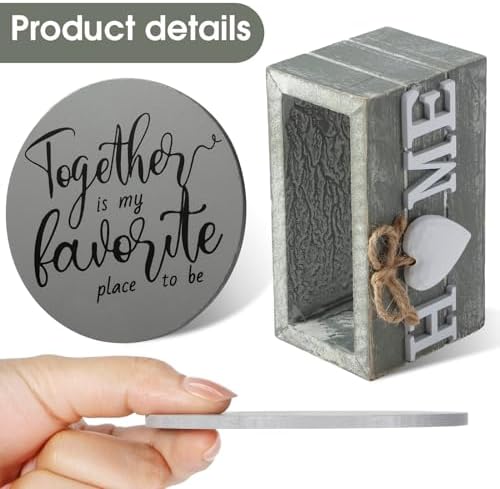 Queekay House Warming Gifts New Home Farmhouse Coasters Set of 6, Gray