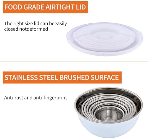 White Mixing Bowls With Airtight Lids,Stainless Steel Bowl,Salad Bowls