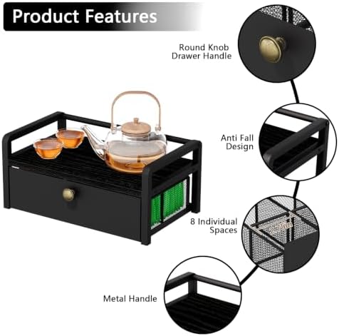YINMIT Tea Bag Organizer Box, Tea Bag Holder with 8-Compartment Drawer