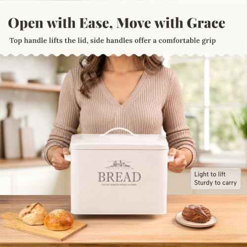noonberry Extra Large Metal Bread Box for Kitchen Countertop, Farmhouse