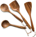 4-Piece Natural Teak Wooden Cooking Utensil Set
