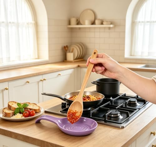 Purple Spoon Rest Cooking Spoon Holder, Plastic, 2 Pack